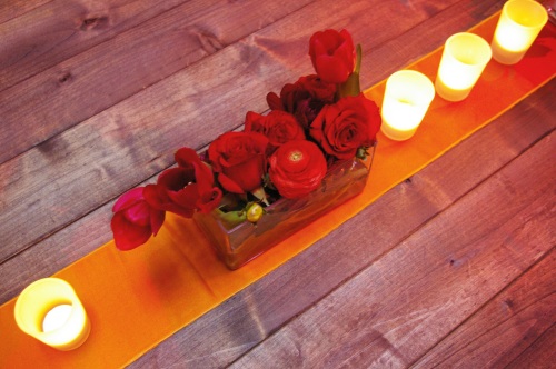 rectangular wedding centerpiece red tulips ranunculus roses utah wedding 