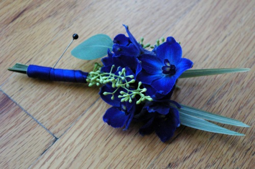 blue delphinium boutonniere utah wedding flowers studio stems