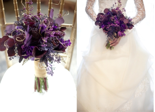 winter shoot bouquet purple gold bridal studio stems